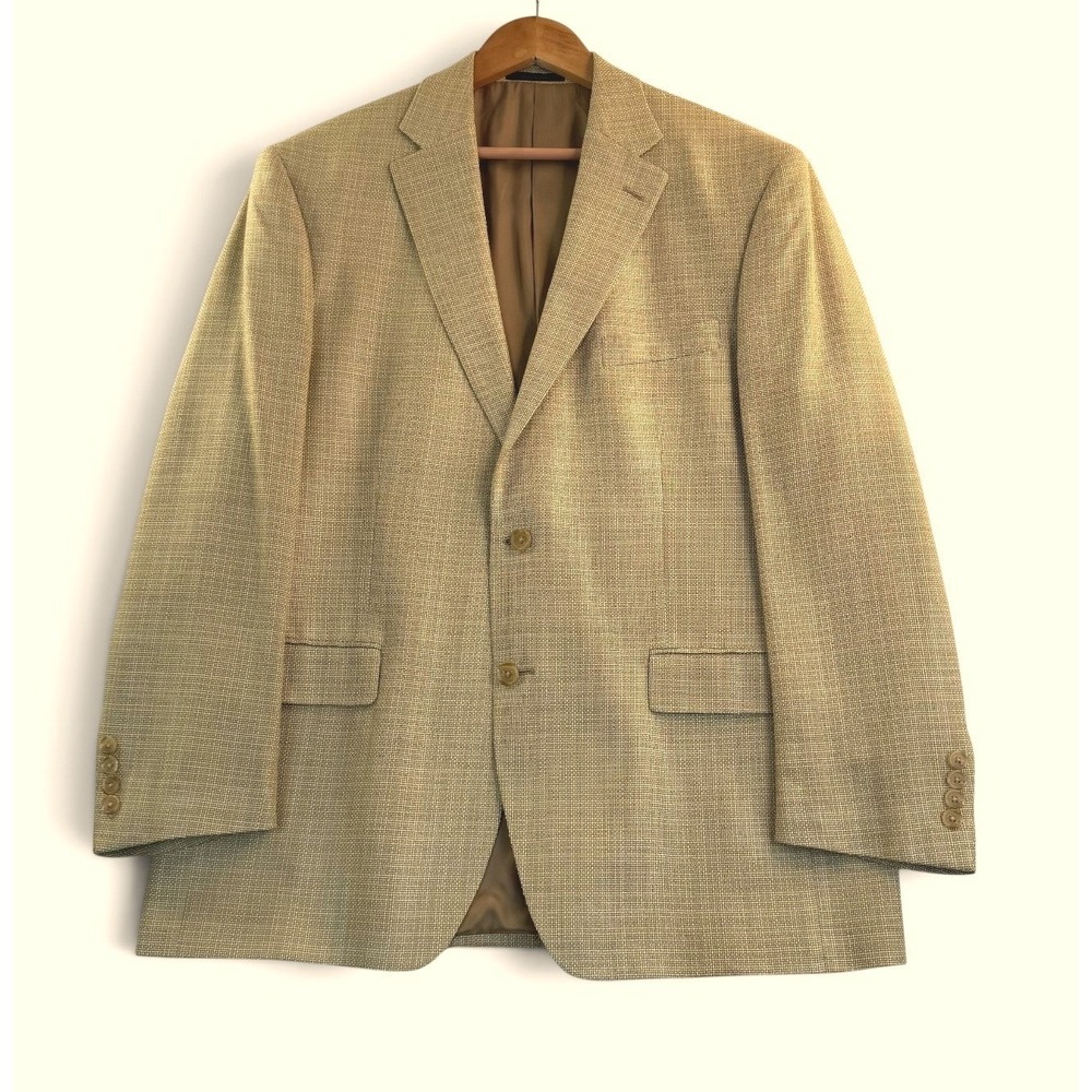 Lauren Ralph Lauren Sport Coat 44R 100% Silk Tan Light Tan/Yellowish Blazer